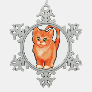 Pewter sneeuwvlok Kerstmis kitten decoratie