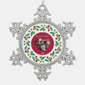 Pewter Sneeuwvlok - Onze Eerste Kerstmis - Foto/Da Tin Sneeuwvlok Ornament (Voorkant)