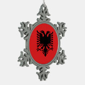 Pewter Sneeuwvlok Ornament met Albanië Vlag (Links)