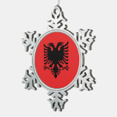 Pewter Sneeuwvlok Ornament met Albanië Vlag (Rechts)
