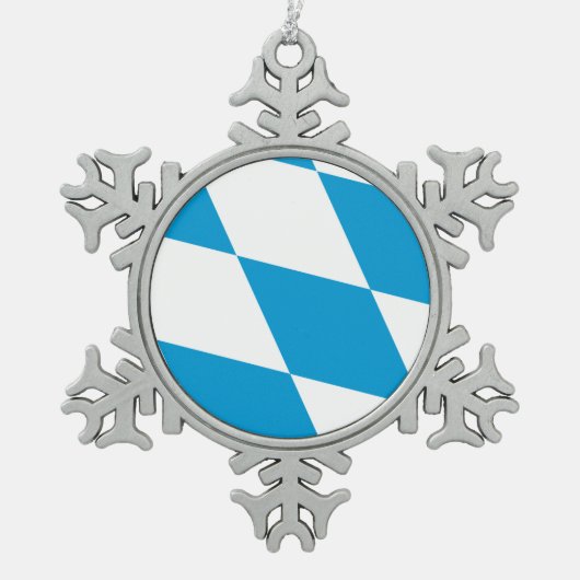 Pewter Sneeuwvlok Ornament met Beierse vlag (Voorkant)