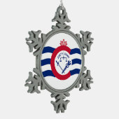 Pewter Sneeuwvlok Ornament met Cincinnati Flag (Links)