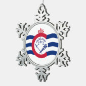 Pewter Sneeuwvlok Ornament met Cincinnati Flag (Rechts)
