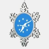 Pewter Sneeuwvlok Ornament met Corpus Christi Flag (Rechts)