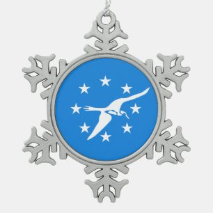 Pewter Sneeuwvlok Ornament met Corpus Christi Flag