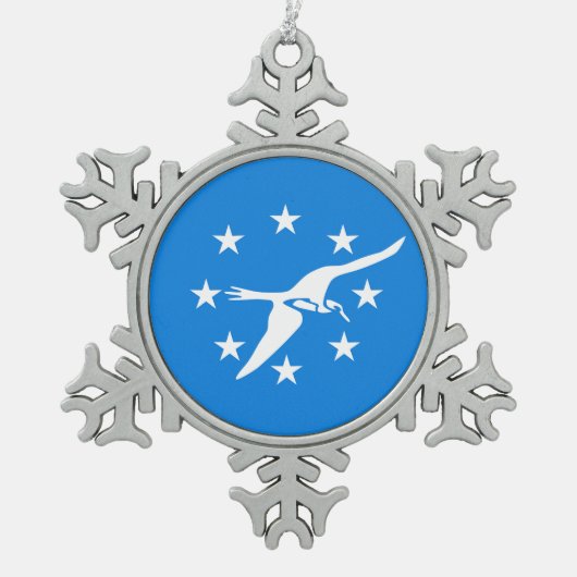 Pewter Sneeuwvlok Ornament met Corpus Christi Flag (Voorkant)