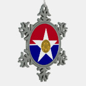Pewter Sneeuwvlok Ornament met Dallas Flag (Links)