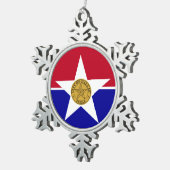 Pewter Sneeuwvlok Ornament met Dallas Flag (Rechts)