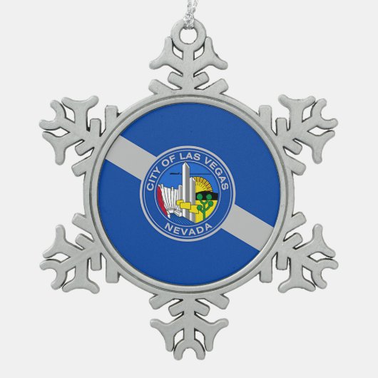 Pewter Sneeuwvlok Ornament met Las Vegas Flag (Voorkant)