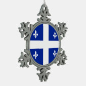 Pewter Sneeuwvlok Ornament met Quebec Flag (Links)