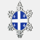 Pewter Sneeuwvlok Ornament met Quebec Flag (Rechts)