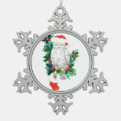 Pewter Snowflake Cute Wildlife Kerstsierman Tin Sneeuwvlok Ornament (Voorkant)