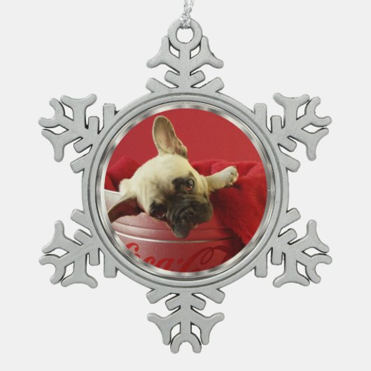 Pewter Snowflake DIY Foto Tin Sneeuwvlok Ornament (Voorkant)