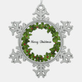 Pewter Snowflake kerstversiering Tin Sneeuwvlok Ornament (Voorkant)