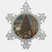 Pewter Snowflake Nativity Santa Ornament (Voorkant)