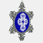 Pewter Snowflake Ornament/Blue Celtic Cross Tin Sneeuwvlok Ornament (Links)