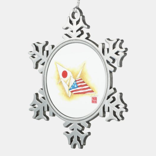 Pewter Snowflake Ornament ~ Japan-U.S. Friendship (Rechts)