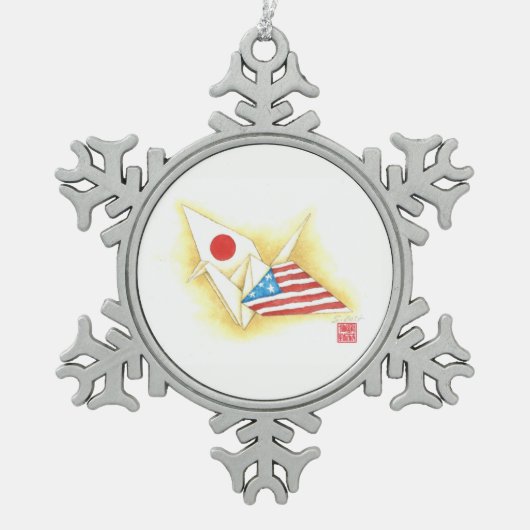 Pewter Snowflake Ornament ~ Japan-U.S. Friendship (Voorkant)