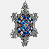 Pewter Snowflake Ornament met Argentijnse kleuren (Links)