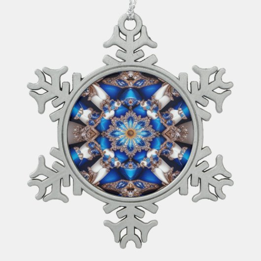 Pewter Snowflake Ornament met Argentijnse kleuren (Voorkant)