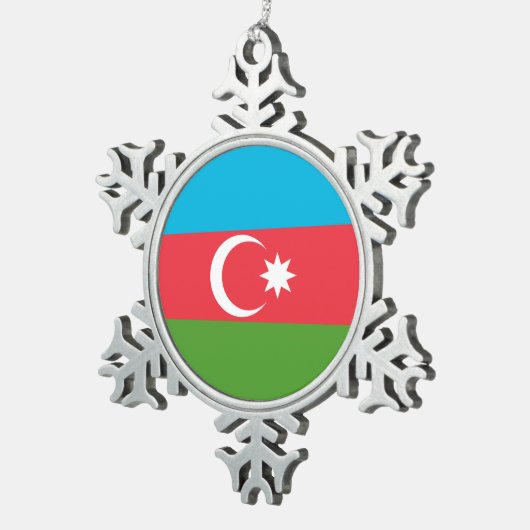 Pewter Snowflake Ornament met Azerbeidzjan Flag (Rechts)