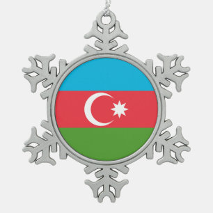 Pewter Snowflake Ornament met Azerbeidzjan Flag