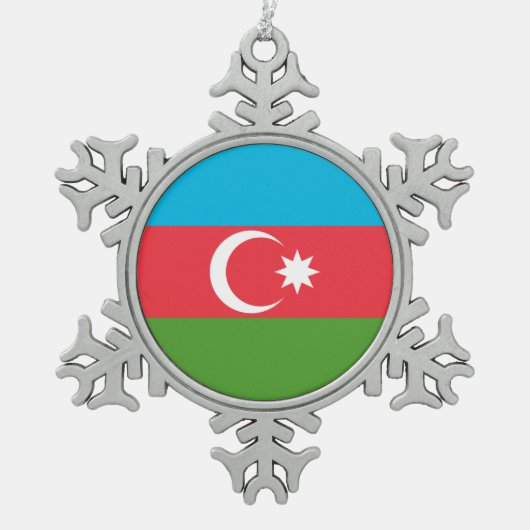 Pewter Snowflake Ornament met Azerbeidzjan Flag (Voorkant)