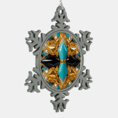 Pewter Snowflake Ornament met Bahamas kleuren (Links)
