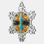 Pewter Snowflake Ornament met Bahamas kleuren (Rechts)