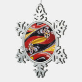 Pewter Snowflake Ornament met Belgische kleuren (Rechts)