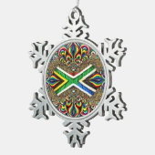Pewter Snowflake Ornament met Braziliaanse kleuren (Rechts)