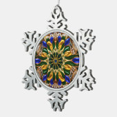 Pewter Snowflake Ornament met Brazilië Kleuren (Rechts)