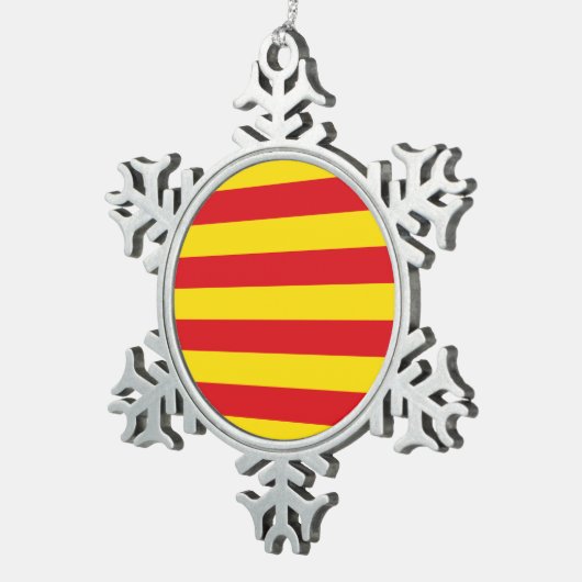 Pewter Snowflake Ornament met Catalaanse vlag (Rechts)