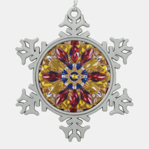 Pewter Snowflake Ornament met Colombia Kleuren