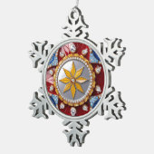 Pewter Snowflake Ornament met Colombiaanse kleuren (Rechts)
