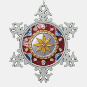 Pewter Snowflake Ornament met Colombiaanse kleuren