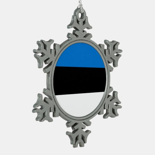Pewter Snowflake Ornament met de vlag van Estland (Links)