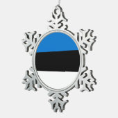 Pewter Snowflake Ornament met de vlag van Estland (Rechts)
