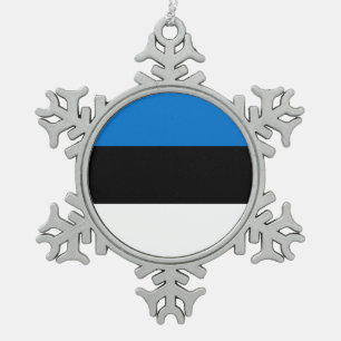 Pewter Snowflake Ornament met de vlag van Estland
