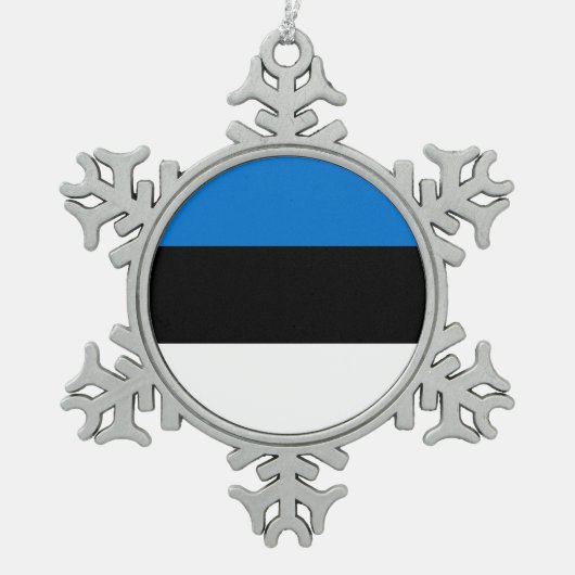 Pewter Snowflake Ornament met de vlag van Estland (Voorkant)