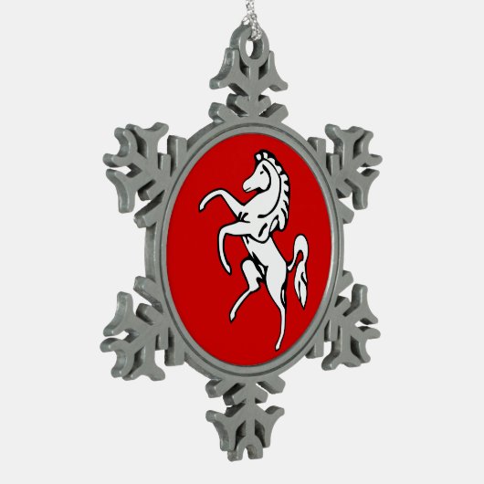 Pewter Snowflake Ornament met de vlag van Kent Cou (Links)