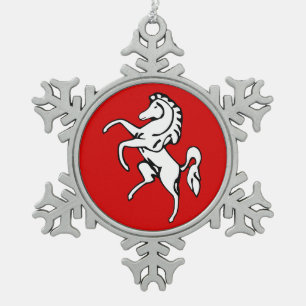 Pewter Snowflake Ornament met de vlag van Kent Cou