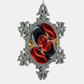 Pewter Snowflake Ornament met Duitse kleuren (Links)