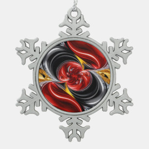 Pewter Snowflake Ornament met Duitse kleuren