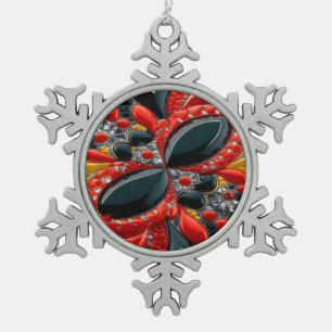 Pewter Snowflake Ornament met Duitsland Kleuren