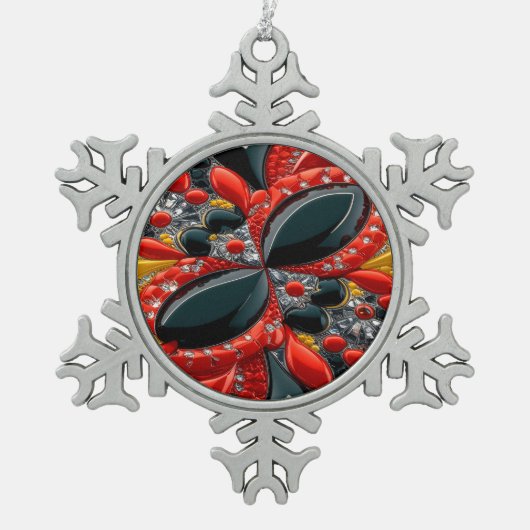 Pewter Snowflake Ornament met Duitsland Kleuren (Voorkant)