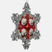 Pewter Snowflake Ornament met Engelse Rozen (Links)