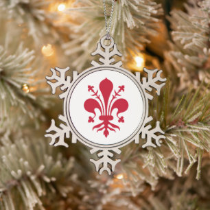 Pewter Snowflake Ornament met Florence Flag
