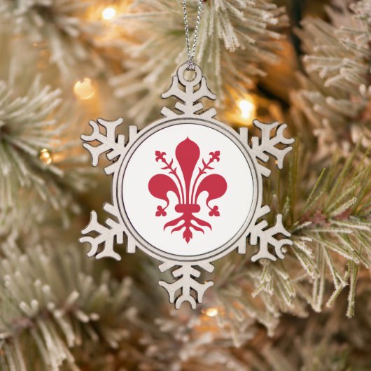 Pewter Snowflake Ornament met Florence Flag (Boom)