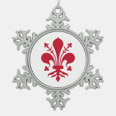 Pewter Snowflake Ornament met Florence Flag (Voorkant)